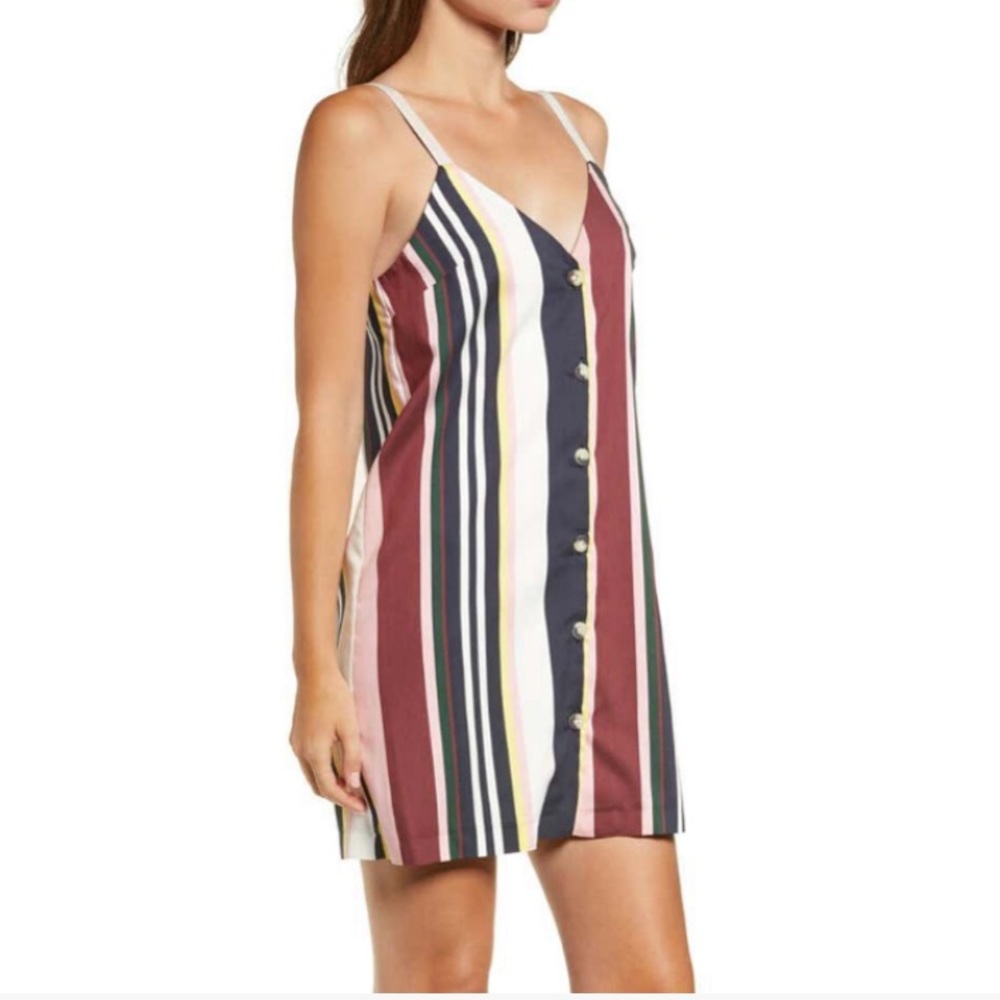 Topshop Striped Button Front Mini Tank Dress - Picture 1 of 7